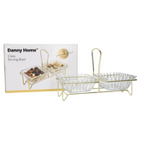 Danny Home Glass Serving Bowl With Golden Stand 3 Piece Set at Zubaidas Homestore