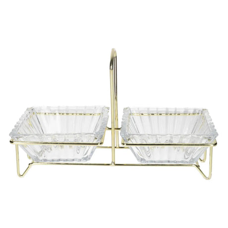 Danny Home Glass Serving Bowl With Golden Stand 3 Piece Set at Zubaidas Homestore Pakistan