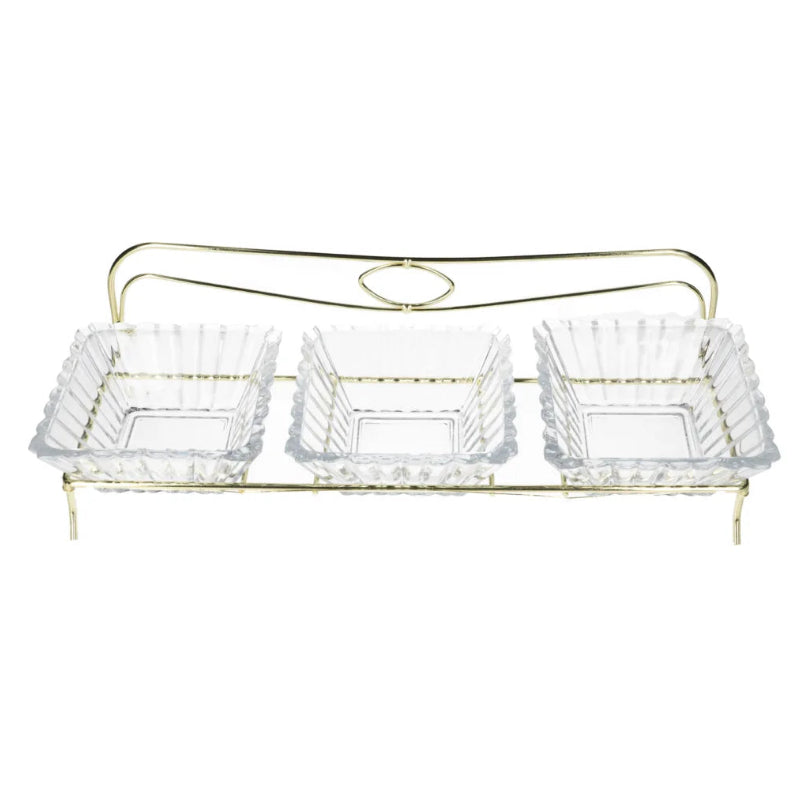 Danny Home Glass Serving Bowl With Golden Stand 4 Piece Set at Zubaidas Homestore Pakistan