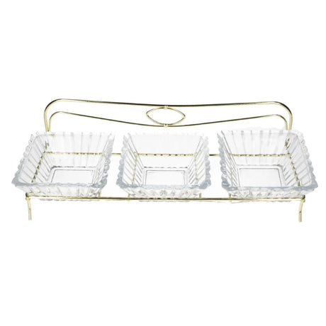 Danny Home Glass Serving Bowl With Golden Stand 4 Piece Set at Zubaidas Homestore Pakistan