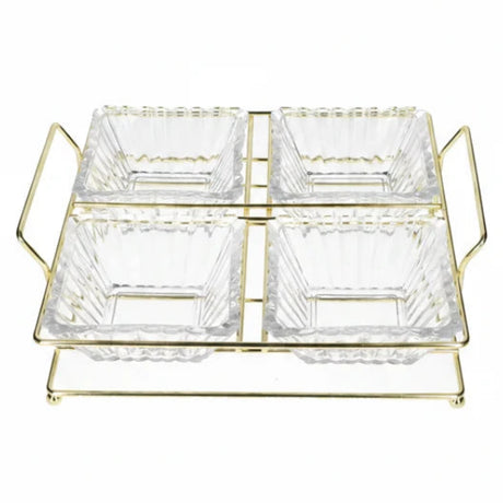 Danny Home Glass Serving Bowl With Golden Stand 5 Piece Set at Zubaidas Homestore Pakistan