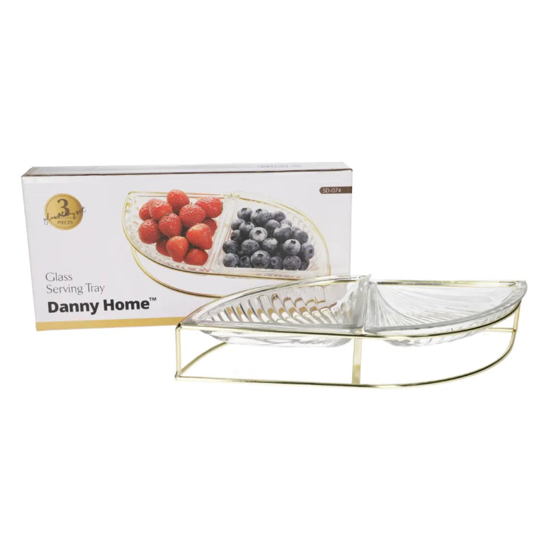 Danny Home Glass Serving Bowl with Stand 3 Pieces Set at Zubaidas Homestore