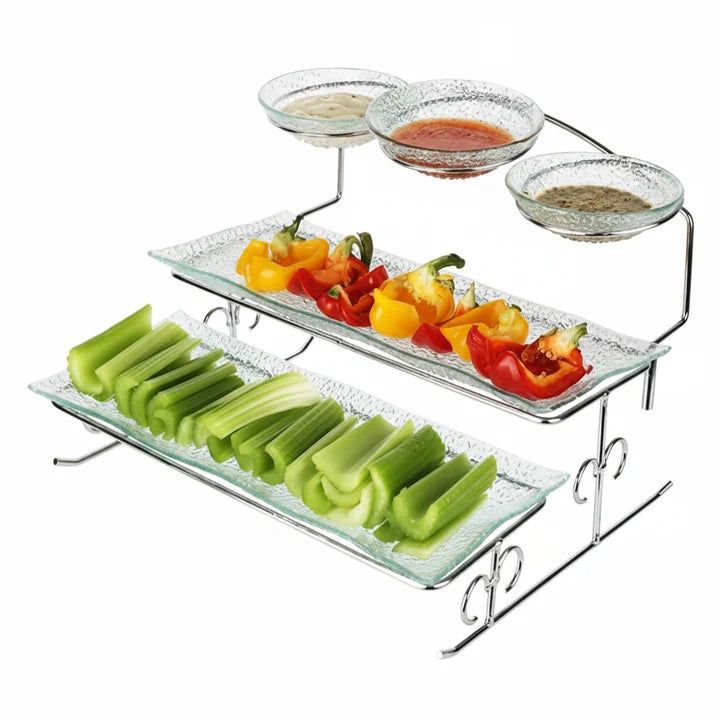 Danny Home Glass Serving Tray with Stand 36cm at Zubaidas Homestore 