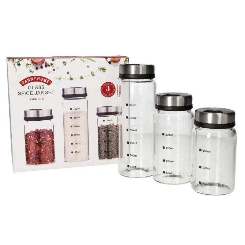 Danny Home Glass Spice Jar 3 Pieces Set at Zubaidas Homestore 