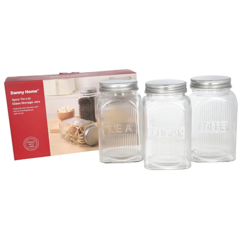 Danny Home Glass Storage Jar 3 Pieces Set 1000ml at Zubaidas Homestore 