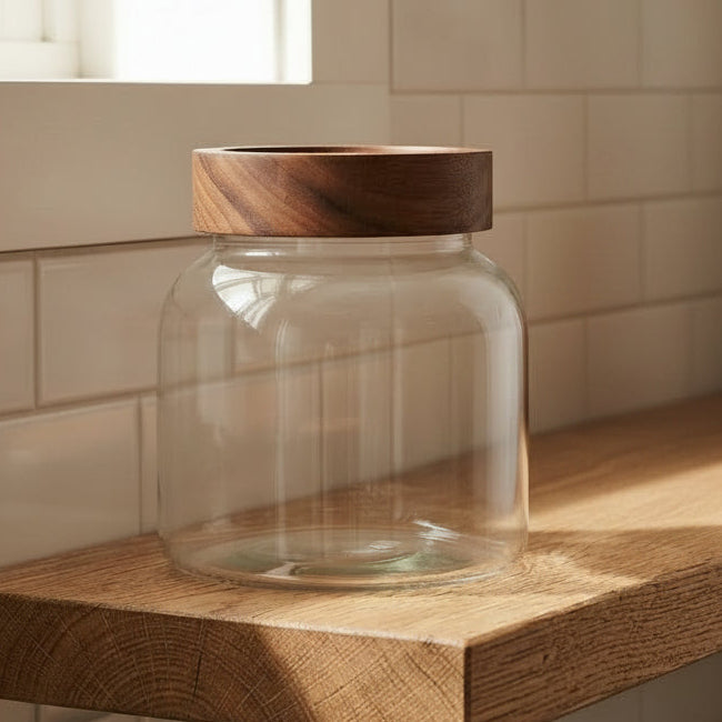 Danny Home Glass Storage Jar with Wooden Lid 1300ml at Zubaidas Homestore