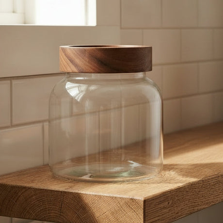 Danny Home Glass Storage Jar with Wooden Lid 1300ml at Zubaidas Homestore