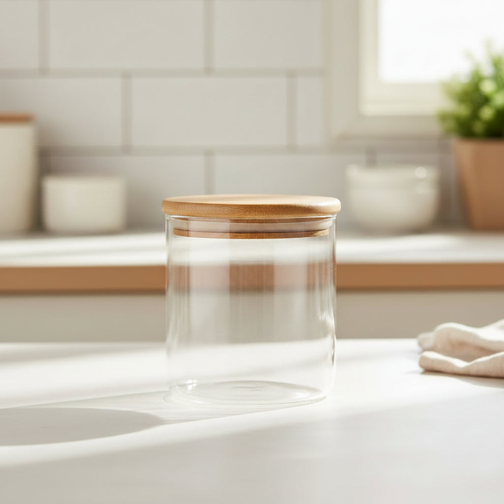 Danny Home Glass Storage Jar with Bamboo Lid 800ml at Zubaidas Homestore