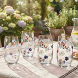 Danny Home Gold Rim Floral Tall Glass 4 Pieces Set 410ml at Zubaidas Homestore 