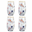 Danny Home Gold Rim Floral Tall Glass 4 Pieces Set 410ml at Zubaidas Homestore Pakistan