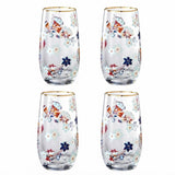 Danny Home Gold Rim Floral Tall Glass 4 Pieces Set 410ml at Zubaidas Homestore Pakistan