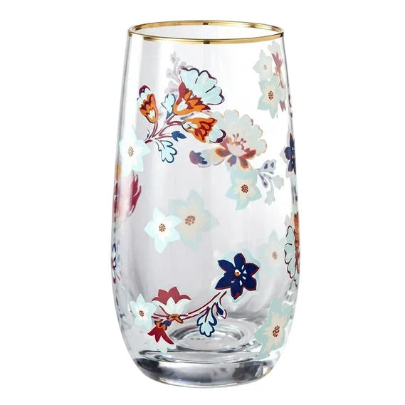 Danny Home Gold Rim Floral Tall Glass 4 Pieces Set 410ml at Zubaidas Homestore. Best Online Homestore in Pakistan
