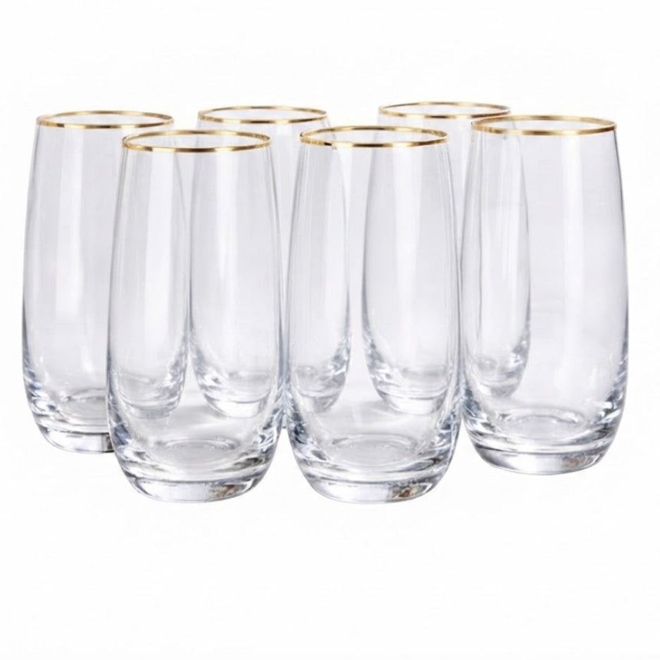 Danny Home Gold Rim Glass 6 Pieces Set 410ml at Zubaidas Homestore Pakistan