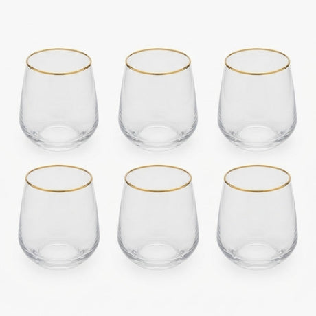 Danny Home Gold Rim Water Glass 6 Pieces Set 360ml at Zubaidas Homestore