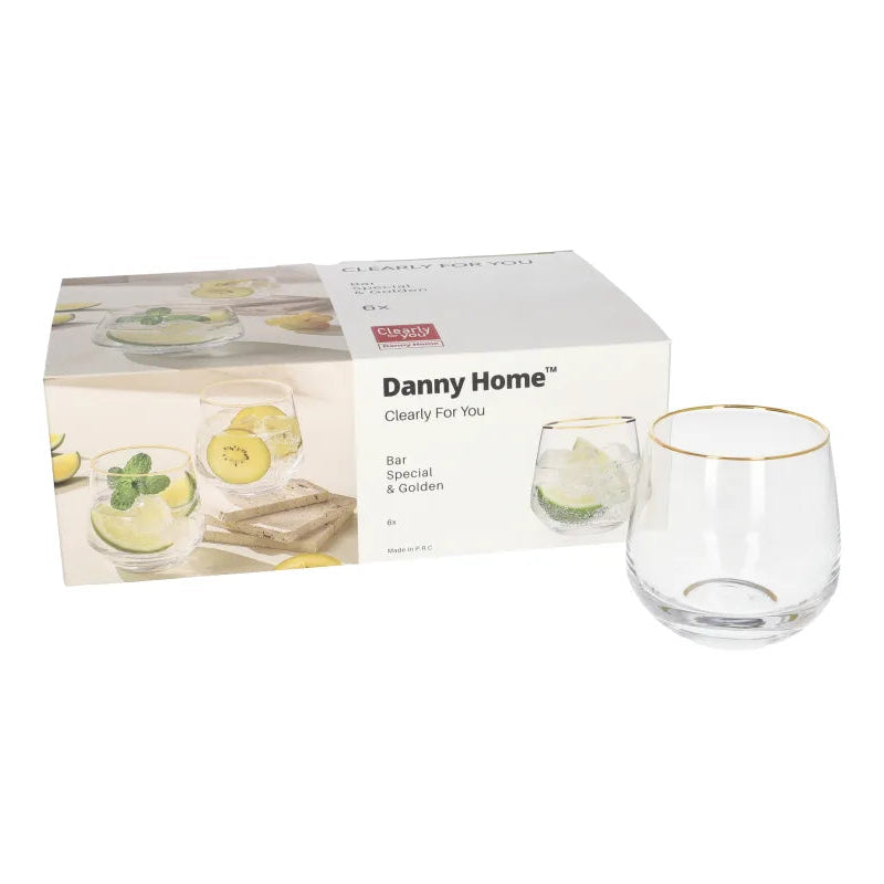 Danny Home Gold Rim Water Glass 6 Pieces Set 360ml at Zubaidas Homestore. Best Online Homestore in Pakistan
