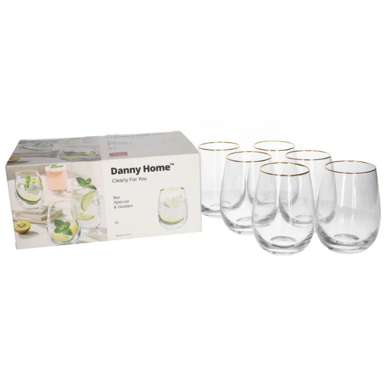 Danny Home Gold Wire Edge Glasses 450mlSet 6 Pieces at Zubaidas Homestore 
