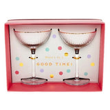 Danny Home Golden Striped Fluted Cocktail Glass Set of 2 at Zubaidas Homestore 