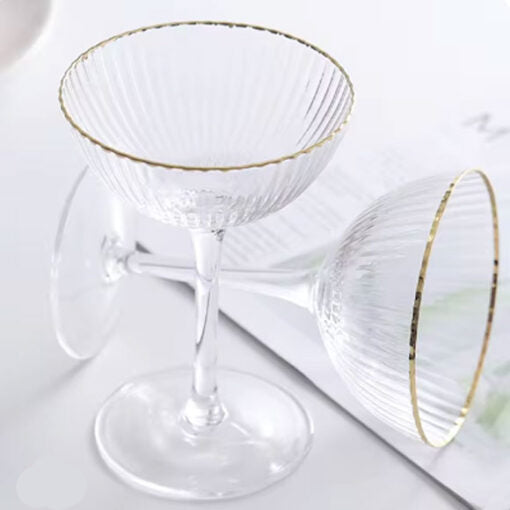 Danny Home Golden Striped Fluted Cocktail Glass Set of 2 at Zubaidas Homestore. Best Online Homestore in Pakistan