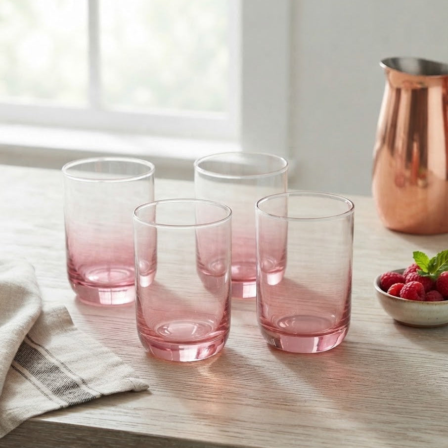 Danny Home Gradient Pink 4 Pieces Glass Set 310ml at Zubaidas Homestore 