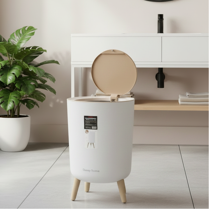 Danny Home High Foot Waste Bin 12 Liter White at Zubaidas Homestore 