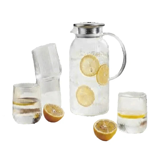 Danny Home Juice Jar and Glass Set Vertical Stripes 5 Pieces at Zubaidas Homestore Pakistan