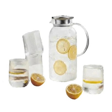 Danny Home Juice Jar and Glass Set Vertical Stripes 5 Pieces at Zubaidas Homestore Pakistan
