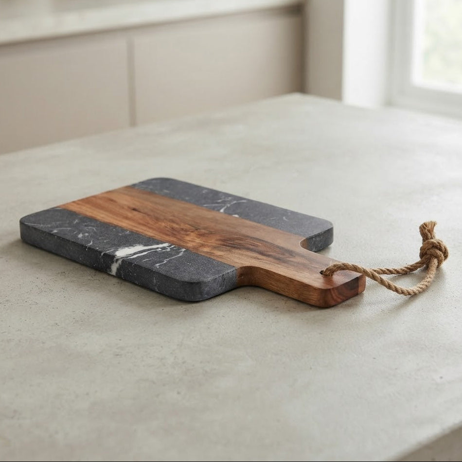 Danny Home Marble Acacia Wooden Serving Platter 25cm at Zubaidas Homestore 
