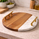 Danny Home Marble Wooden Serving Tray with Handle 25cm at Zubaidas Homestore