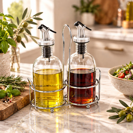 Danny Home Oil and Vinegar Dispenser Glass Bottle 3 Pieces Set 260ml at Zubaidas Homestore