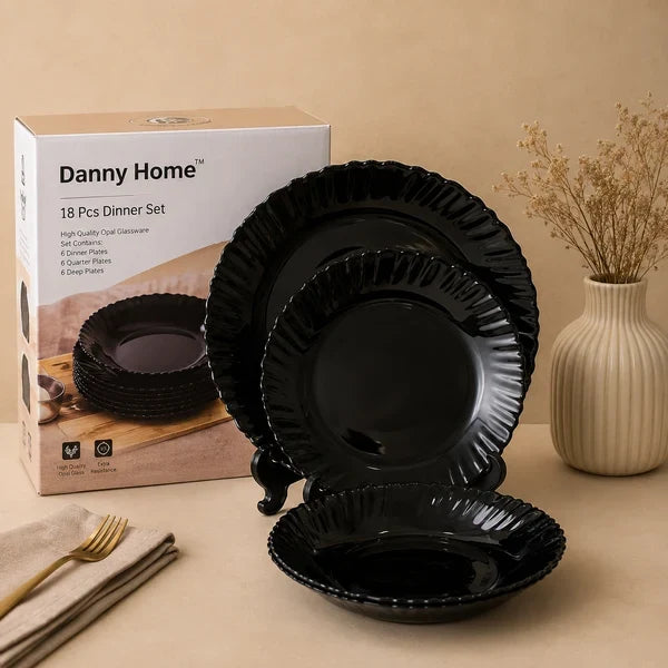 Danny Home Opal Dinner Set 18 Pieces Black at Zubaidas Homestore