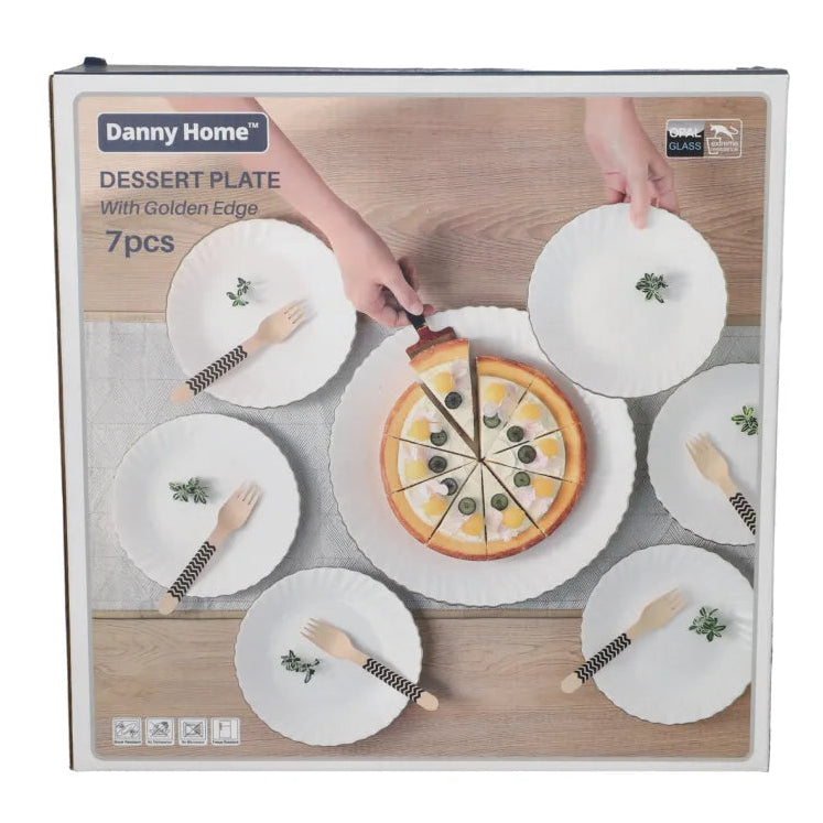 Danny Home Opal Glass Dinner Plate 7 Pieces Set at Zubaidas Homestore