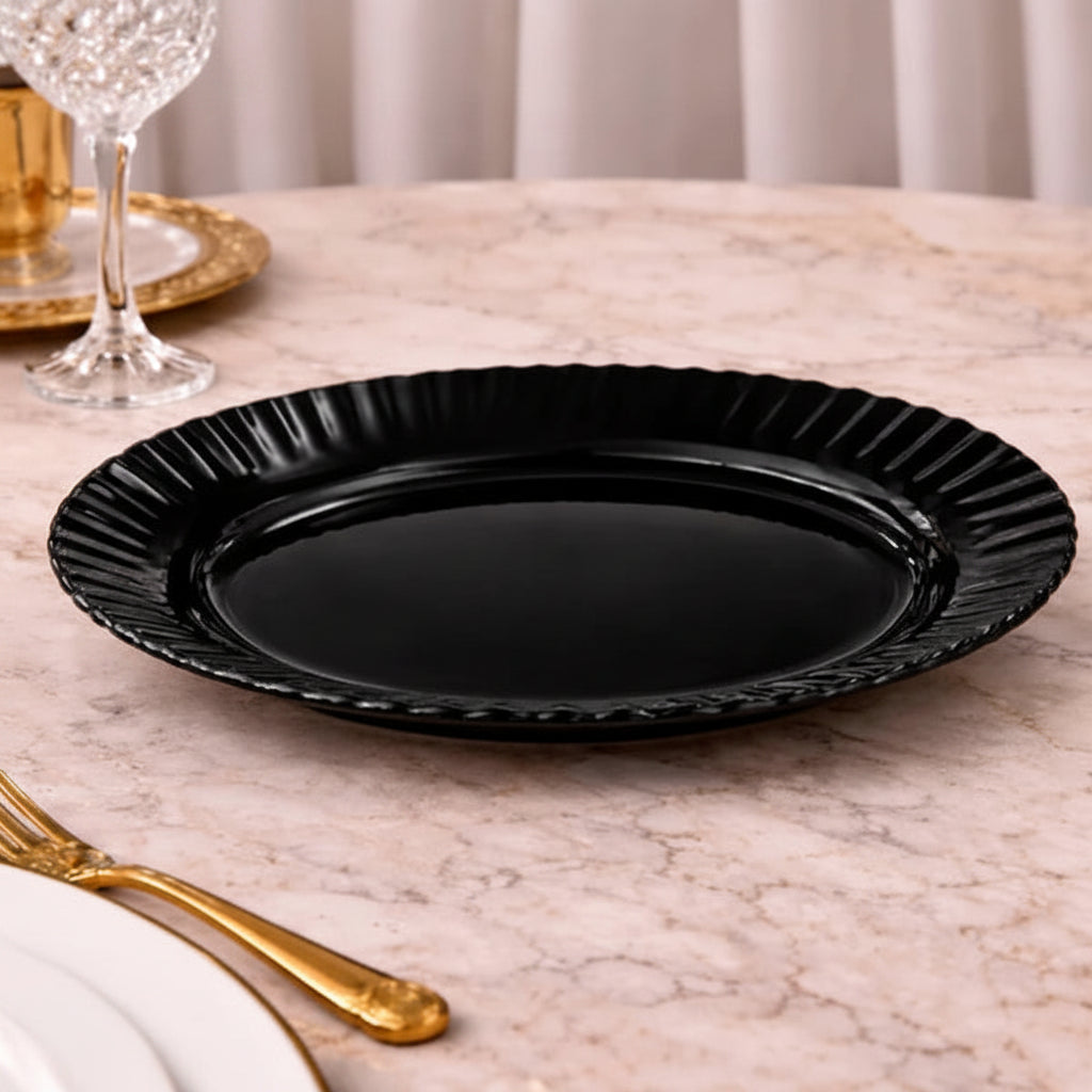 Danny Home Opal Glass Serving Plate 34cm Black at Zubaidas Homestore 