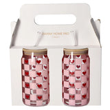 Danny Home Pink Checkered Glass Tumbler 2 Pieces Set 500ml at Zubaidas Homestore 