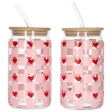 Danny Home Pink Checkered Glass Tumbler 2 Pieces Set 500ml at Zubaidas Homestore Pakistan