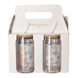 Danny Home Pink Heart Glass Tumbler 2 Pieces Set 500ml at Zubaidas Homestore 