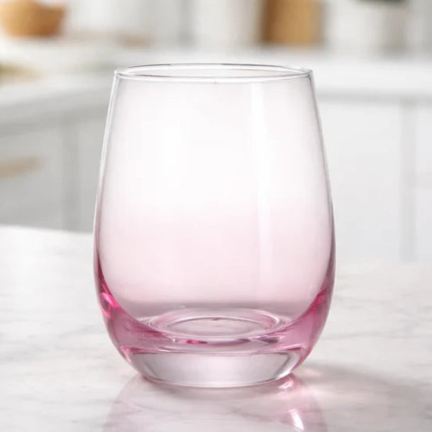 Danny Home Pink Stemless 4 Pieces Glass Set 330ml at Zubaidas Homestore