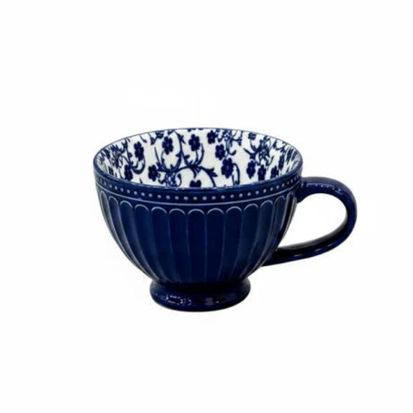 Danny Home Porcelain Clover Art Cup 400ml Blue Floral at Zubaidas Homestore Pakistan