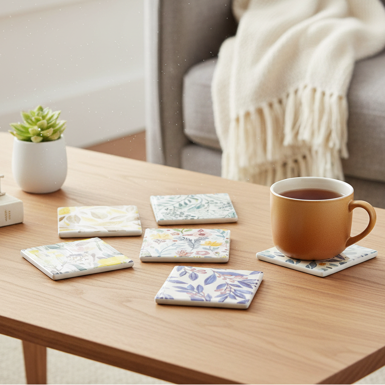 Danny Home Porcelain Coaster 6 Pieces Set 10cm at Zubaidas Homestore 
