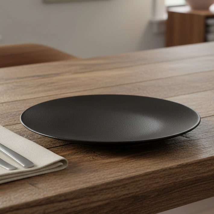 Danny Home Porcelain Flat Dinner Plate 19cm Black at Zubaidas Homestore