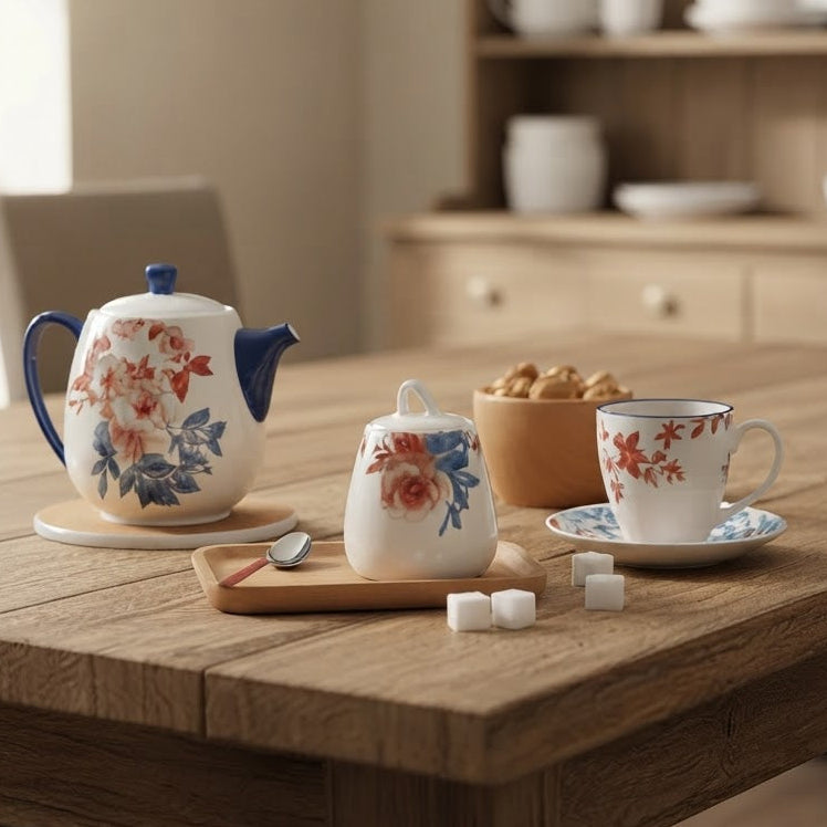 Danny Home Porcelain Floral 16 Pieces Tea Set at Zubaidas Homestore Pakistan