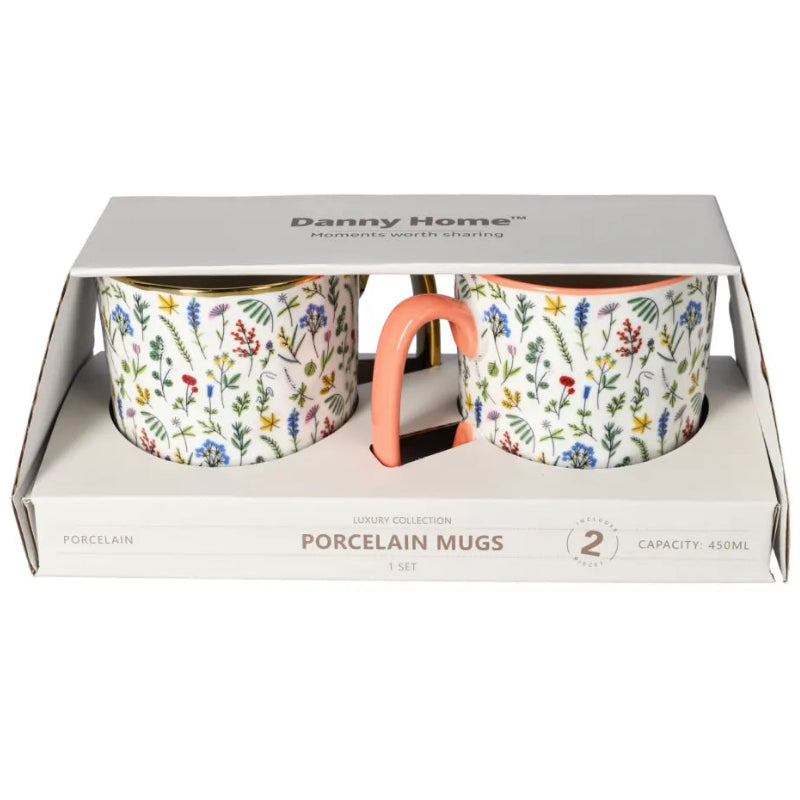 Danny Home Porcelain Floral Print Coffee Mug 2 Pieces Set at Zubaidas Homestore 