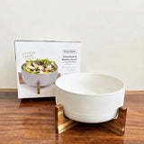 Danny Home Porcelain Salad Bowl With Bamboo Stand at Zubaidas Homestore 