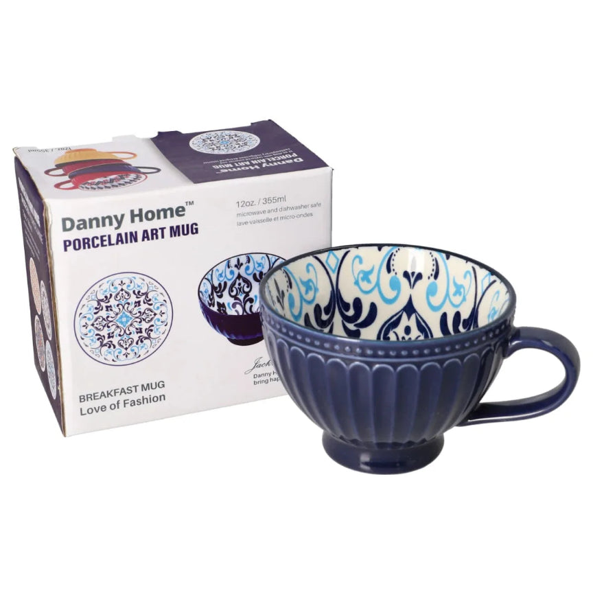 Danny Home Porcelain Santorini Breakfast Art Mug 355ml at Zubaidas Homestore 