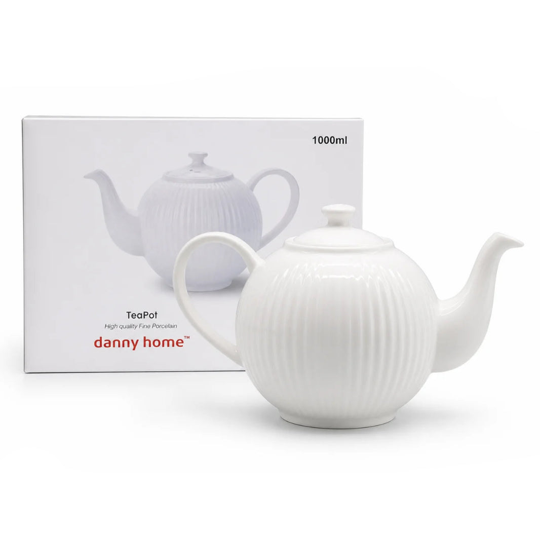 Danny Home Porcelain Tea Pot 1000ml White at Zubaidas Homestore