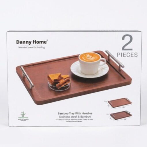 Danny Home Rectangle Wooden Serving Tray 2 Pieces Set at Zubaidas Homestore 