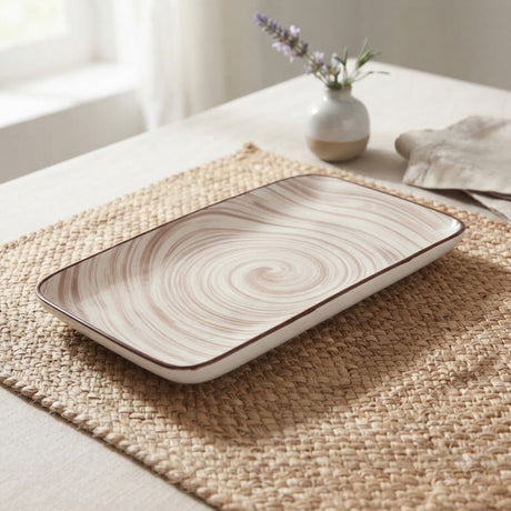 Danny Home Rectangular Platter Brown Swirl Pattern 20cm at Zubaidas Homestore Pakistan