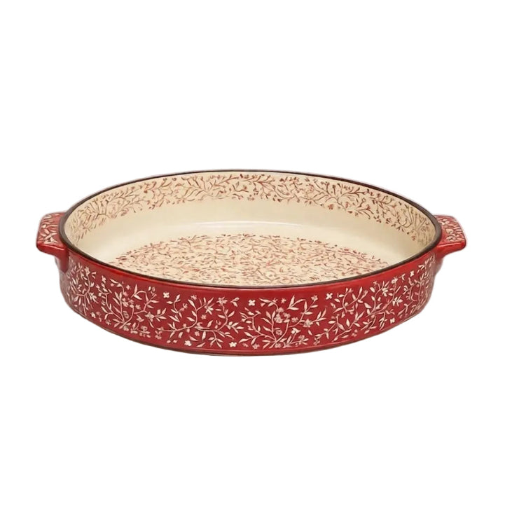 Danny Home Red Floral Print Ceramic Baking Tray at Zubaidas Homestore Pakistan