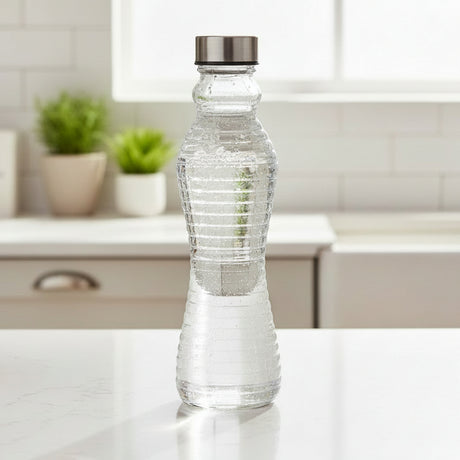 Danny Home Ribbed Glass Water Bottle 500ml at Zubaidas Homestore