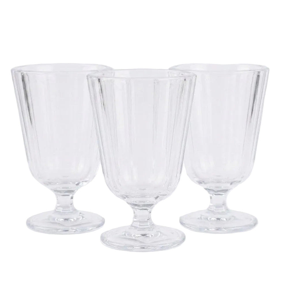 Danny Home Ribbed Stemmed Glass Set 3 Pieces Set 190ml at Zubaidas Homestore 