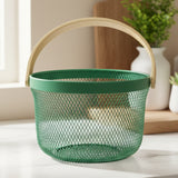 Danny Home Round Metal Mesh Steel Basket 26cm Green at Zubaidas Homestore
